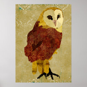 Poster de arte Golden Ruby Owl