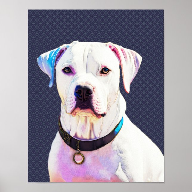 Poster de arte gráfico de Bulldog de foso blanco (Frente)