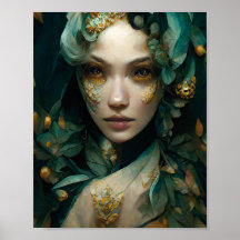 Poster de arte Green Lady Fantasy