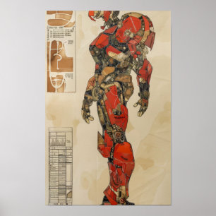 Poster de arte Gundam Mecha por Takato Yamamoto