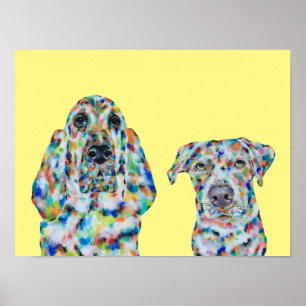 Poster de Arte Hound Dog and Labrador