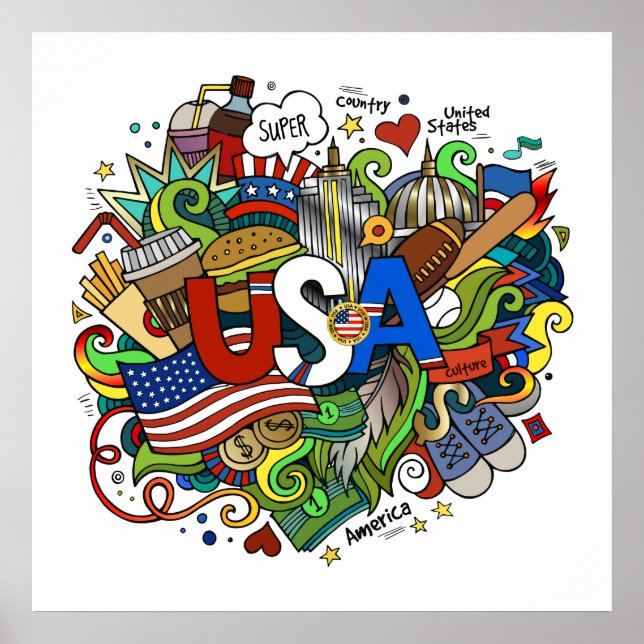 POSTER de arte Ilustracion de Estados Unidos (Frente)
