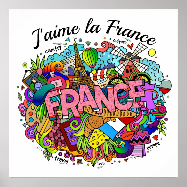Poster de arte Ilustracion de Francia (Frente)