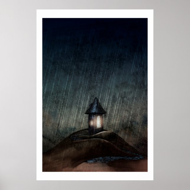 Poster de arte ilustrado "Cálido cuando llueve" (Frente)