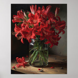 Poster de arte impreso de lirio peruano rojo