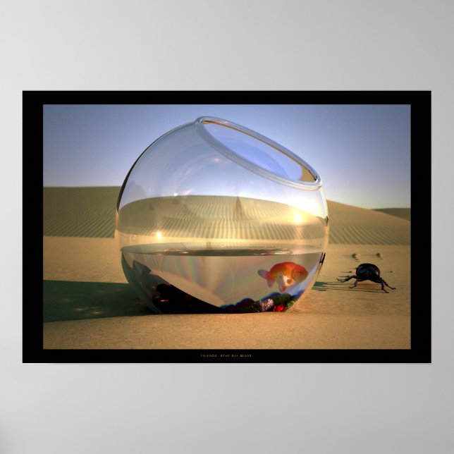 POSTER de arte informático en 3D para AMIGOS (Frente)