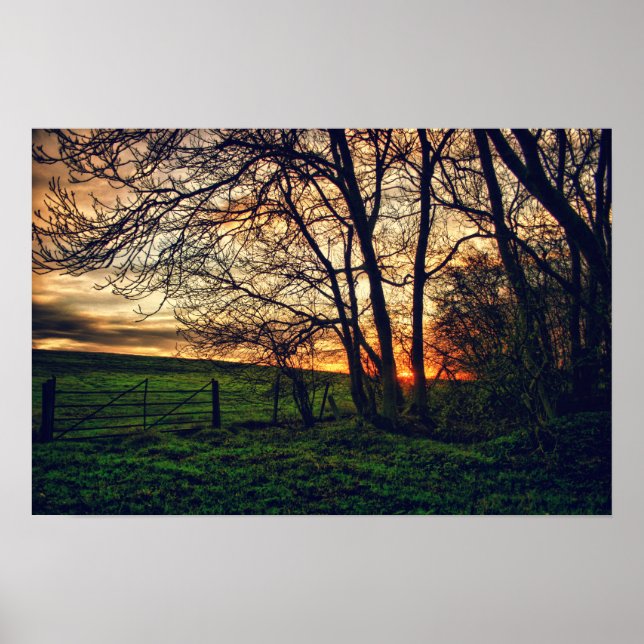 Poster de arte inglés Countryside Sunset HDR (Frente)