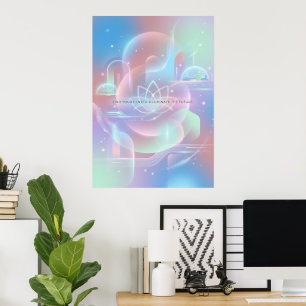 Póster de Arte Iridescente de Meditación Yoga Holo