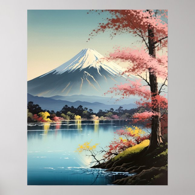 Poster de arte japonés de Mt. Fuji (Frente)