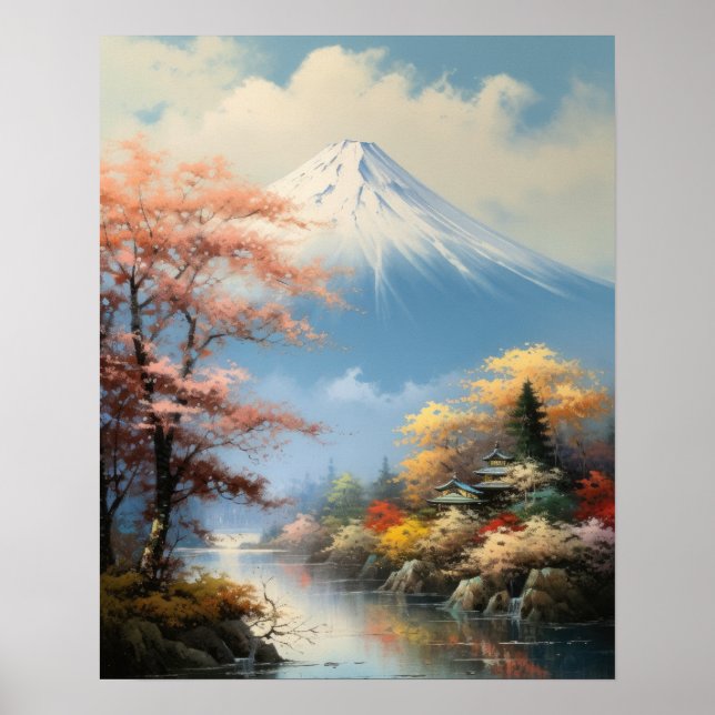 Poster de arte japonés de Mt. Fuji (Frente)