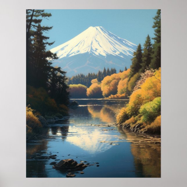 Poster de arte japonés de Mt. Fuji (Frente)