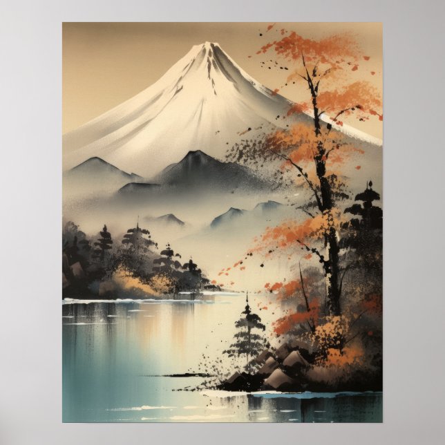 Poster de arte japonés de Mt. Fuji (Frente)