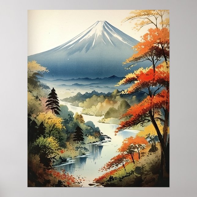 Poster de arte japonés de Mt. Fuji (Frente)