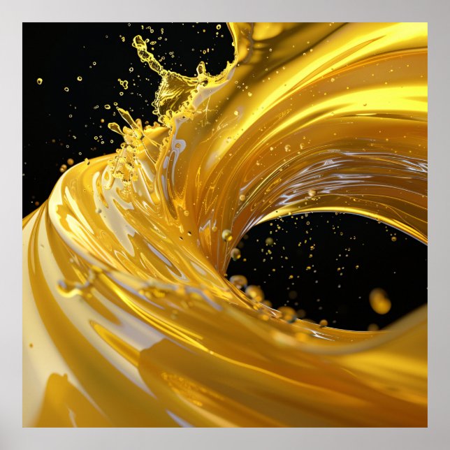 Poster de Arte Líquido Golden Whirlwind (Frente)