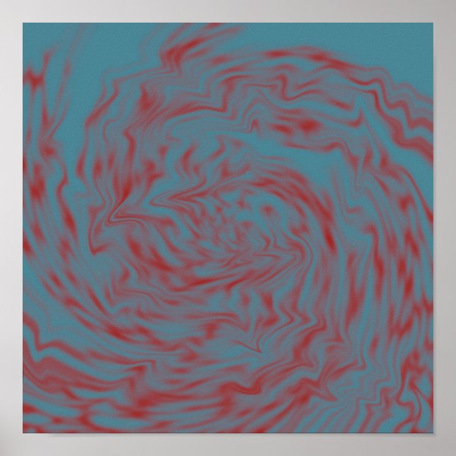 Poster De Arte Líquido verde azulado Y Rojo (Frente)