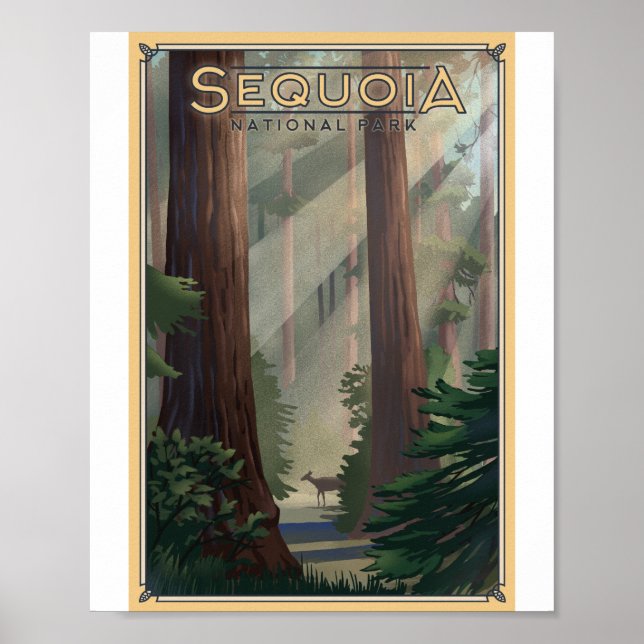 Poster de arte Litho del Parque Nacional Sequoia (Frente)