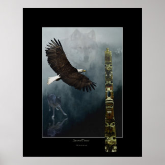 Poster de arte Lobos, Águila y Tótem