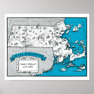 Poster de arte Mapa Estatal de Massachusetts