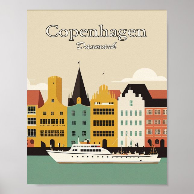 Poster de arte Minimalista Danmark de Copenhague (Frente)