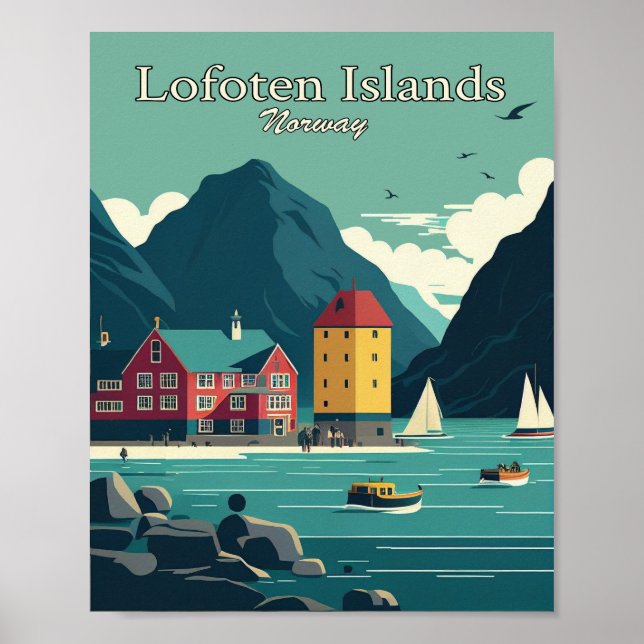 Poster de arte Minimalista de las islas Lofoten (Frente)