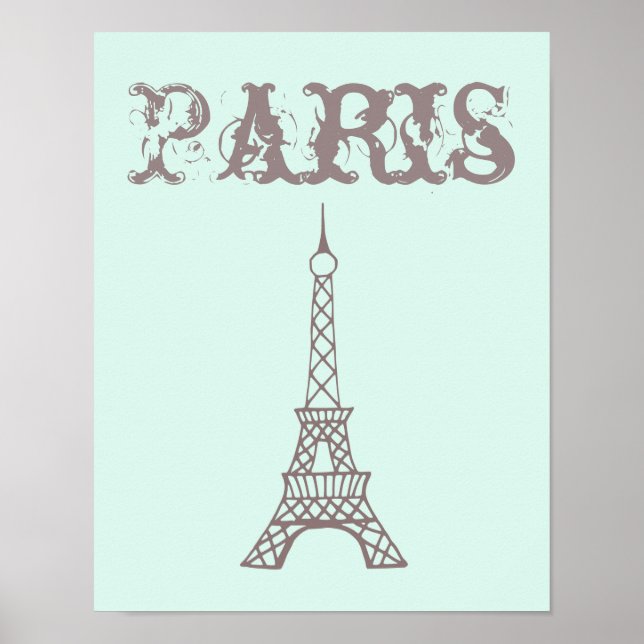 Poster de arte Mint Green Eiffel Tower Wall (Frente)