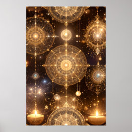 Poster de arte místico celestial dorado