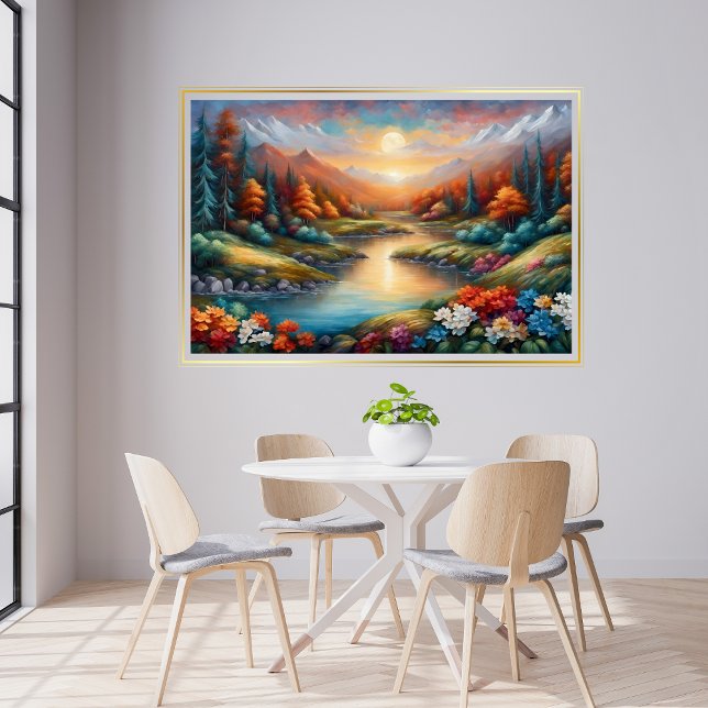 Poster de arte moderno con atardecer paisajístico (Landscape Sunset Modern Art Poster)