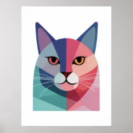 Poster de arte moderno con un gato rosa 2
