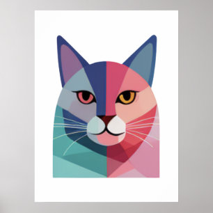 Poster de arte moderno con un gato rosa 2