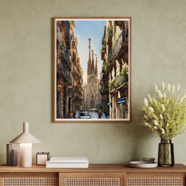 Poster de arte moderno de la Sagrada Familia de Ba (Barcelona Sagrada De Familia Modern Art Poster)