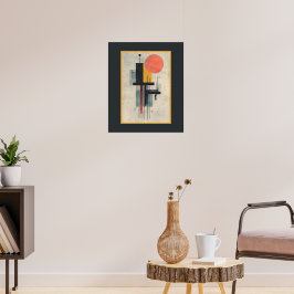 Póster de Arte Moderno de Sol Naranja Mediados de 