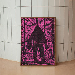 Poster de arte moderno en pared rosa de los bosque