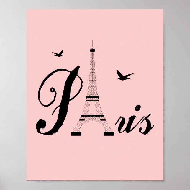 Poster de arte moderno rosa de París (Frente)