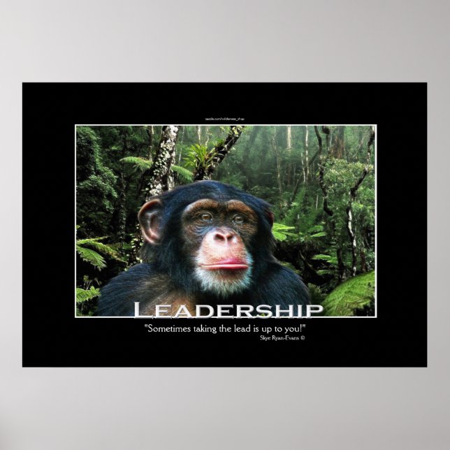 Poster de arte motivacional de Chimpancé LIDERAZGO (Frente)