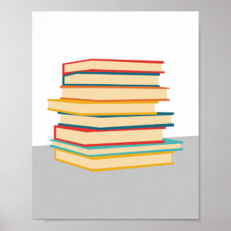 Poster de arte mural de libros apilados minimalist