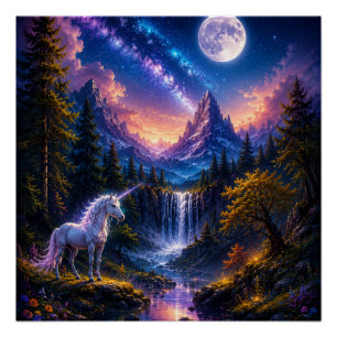 Póster de arte mural de paisaje de fantasía de uni