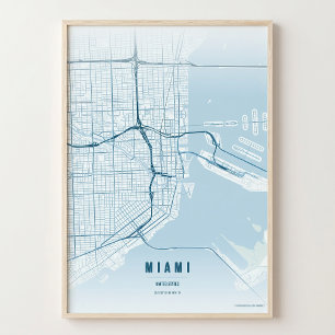 Póster de arte mural del mapa de la ciudad de Flor