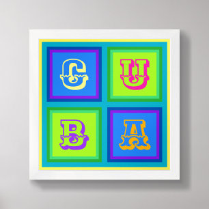 Poster de arte mural moderno y colorido de Cuba