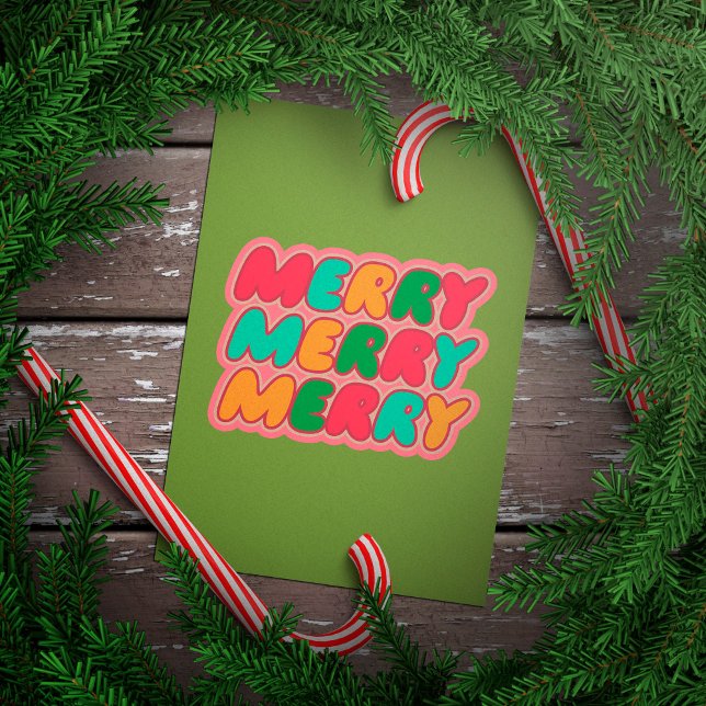 Poster de arte Muro de moda navideño (Merry Merry Merry.  Trendy wall art poster design for the holidays!)