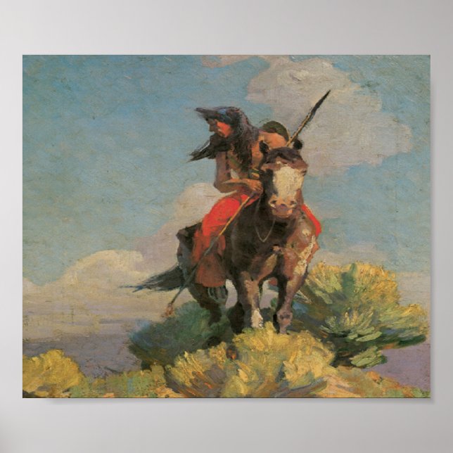 Poster de arte nativo americano indio Wild Crow 18 (Frente)