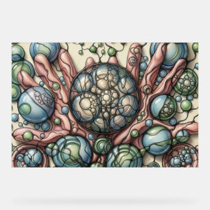Póster de Arte Neurográfico Esferas Verdes Azules
