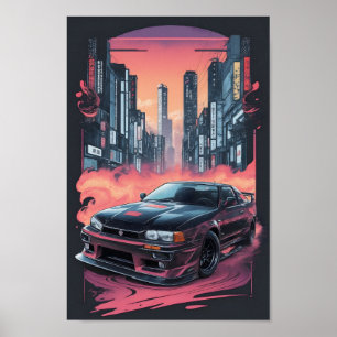 poster de arte nissan skyline r-34