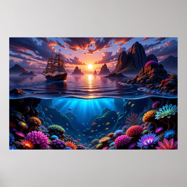 Poster de arte Ocean Sunset (Frente)