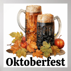 Poster de arte Oktoberfest Beer Mugs