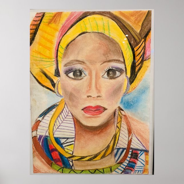 Poster de arte original de una mujer africana (Frente)