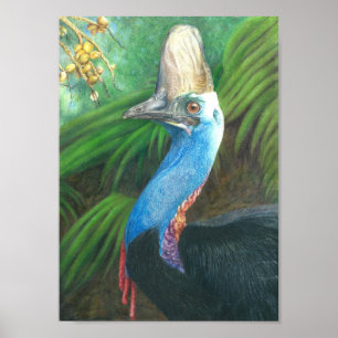Poster De Arte Original Pintado Con Mano Cassowari