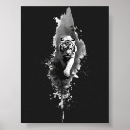 Póster de arte oscuro con tinta de tigre