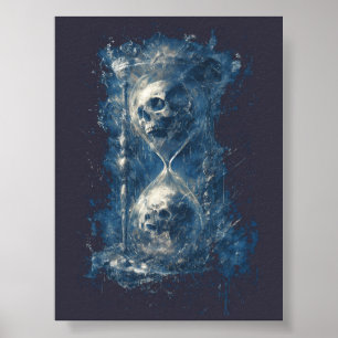 Póster de arte oscuro gótico de reloj de arena de 