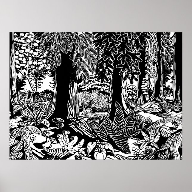 Poster de arte paisajístico B y W Impresión de mad (Frente)