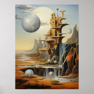 Poster de arte paisajístico surrealista